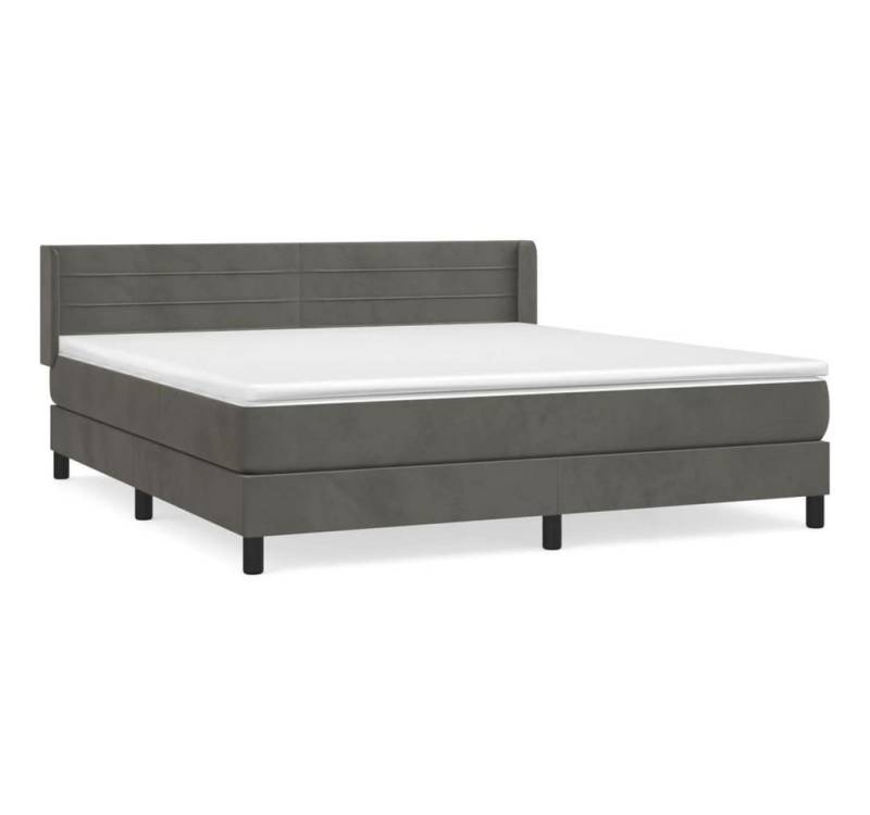furnicato Bettgestell Boxspringbett mit Matratze Dunkelgrau 160x200 cm Samt von furnicato