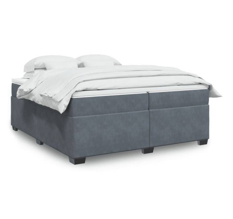 furnicato Bettgestell Boxspringbett mit Matratze Dunkelgrau 200x200 cm Samt von furnicato