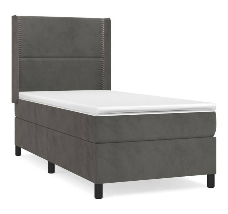 furnicato Bettgestell Boxspringbett mit Matratze Dunkelgrau 90x190 cm Samt von furnicato