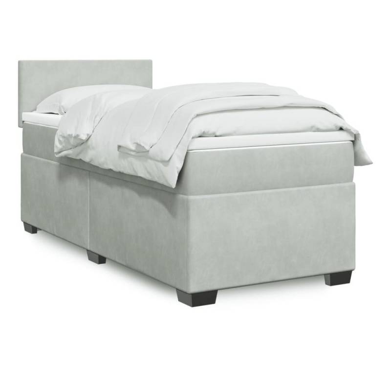 furnicato Bettgestell Boxspringbett mit Matratze Hellgrau 100x200 cm Samt von furnicato