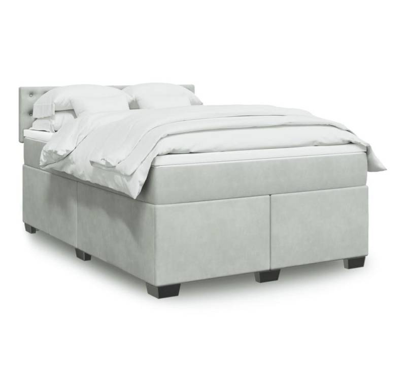 furnicato Bettgestell Boxspringbett mit Matratze Hellgrau 140x190 cm Samt von furnicato