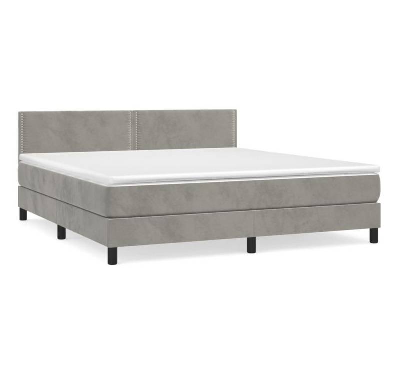furnicato Bettgestell Boxspringbett mit Matratze Hellgrau 180x200 cm Samt von furnicato