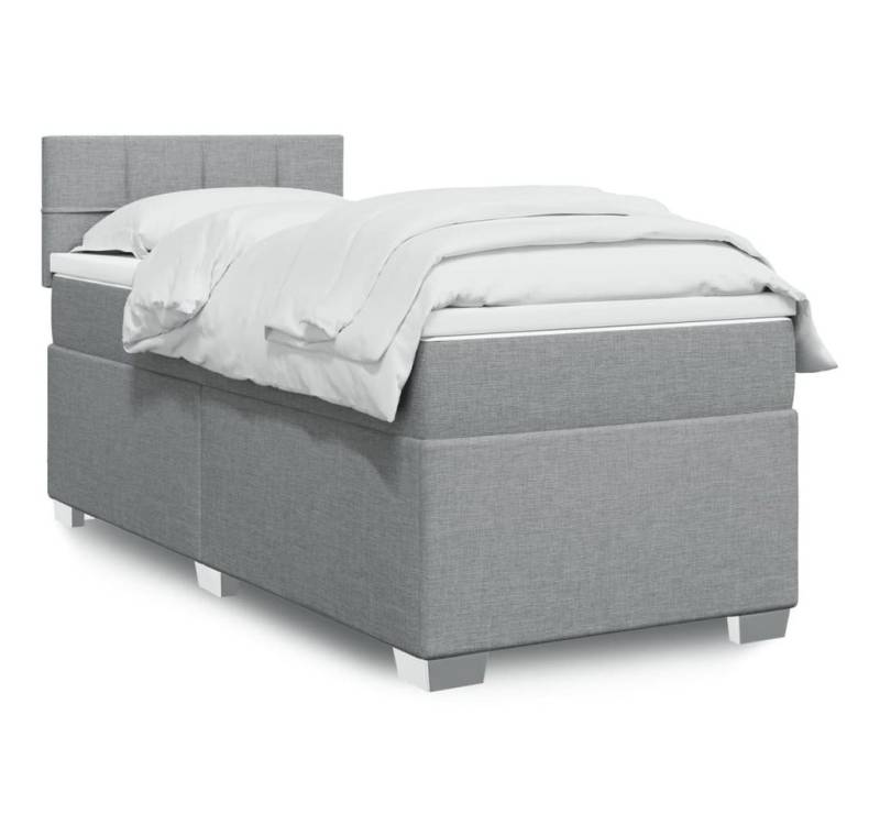 furnicato Bettgestell Boxspringbett mit Matratze Hellgrau 80x200 cm Stoff von furnicato