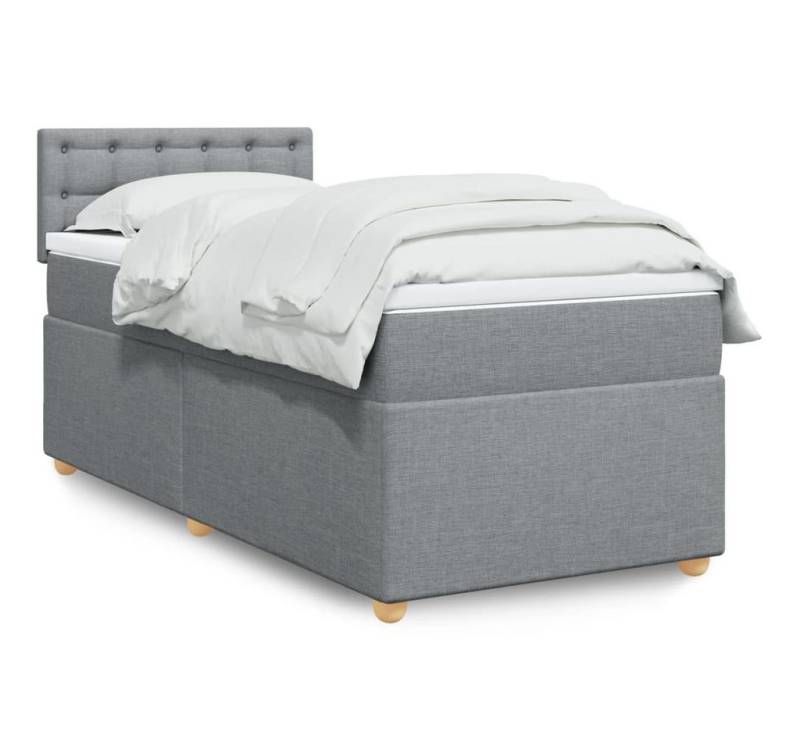 furnicato Bettgestell Boxspringbett mit Matratze Hellgrau 80x200 cm Stoff von furnicato