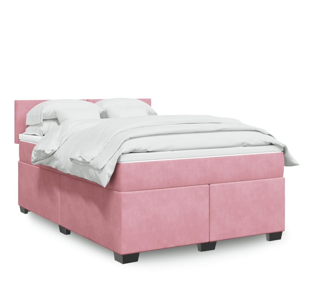 furnicato Bettgestell Boxspringbett mit Matratze Rosa 140x190 cm Samt furnicato Bettgestell Boxspringbett mit Matratze Rosa 140x190 cm Samt von furnicato