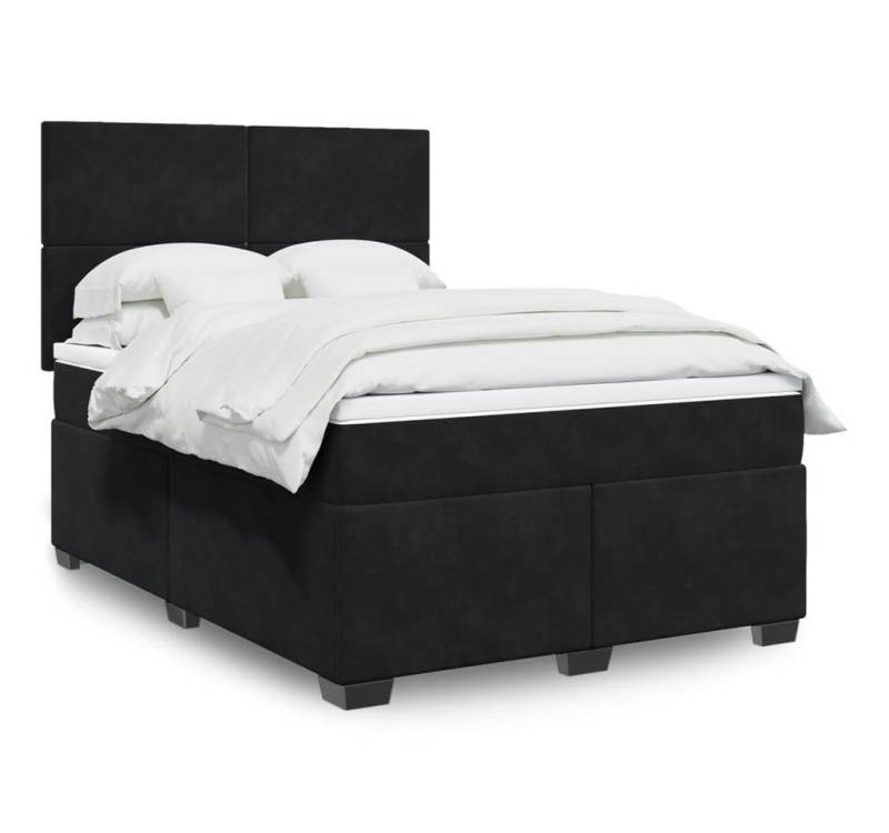 furnicato Bettgestell Boxspringbett mit Matratze Schwarz 140x190 cm Samt von furnicato