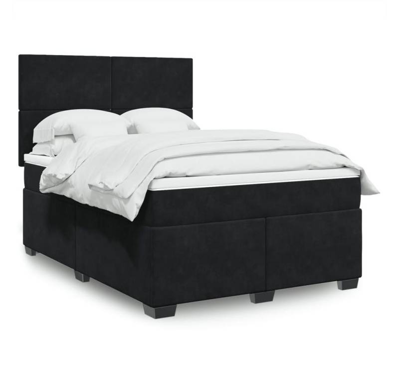 furnicato Bettgestell Boxspringbett mit Matratze Schwarz 140x190 cm Samt von furnicato