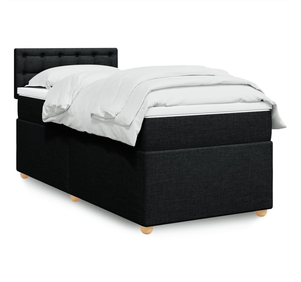 furnicato Bettgestell Boxspringbett mit Matratze Schwarz 80x200 cm Stoff furnicato Bettgestell Boxspringbett mit Matratze Schwarz 80x200 cm Stoff von furnicato