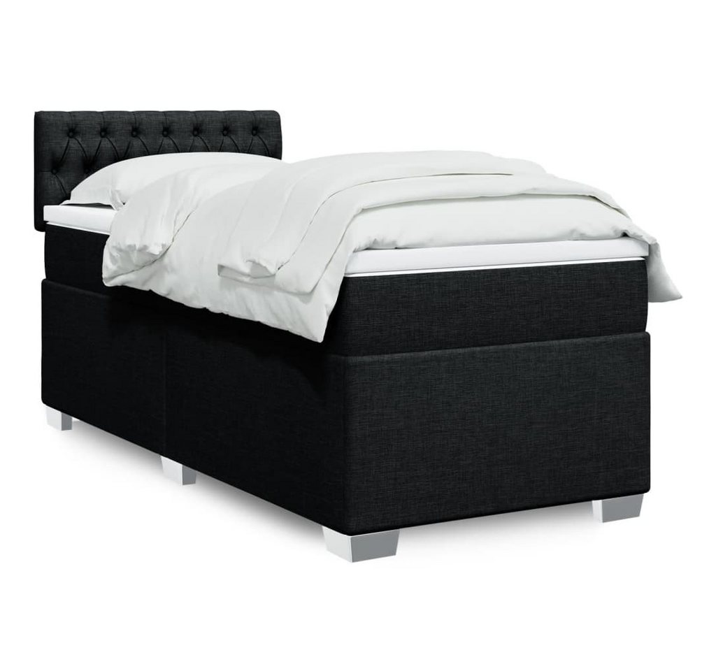 furnicato Bettgestell Boxspringbett mit Matratze Schwarz 90x190 cm Stoff furnicato Bettgestell Boxspringbett mit Matratze Schwarz 90x190 cm Stoff von furnicato