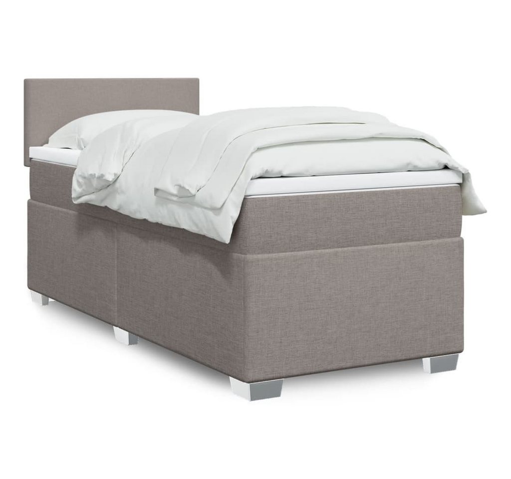 furnicato Bettgestell Boxspringbett mit Matratze Taupe 90x190 cm Stoff von furnicato