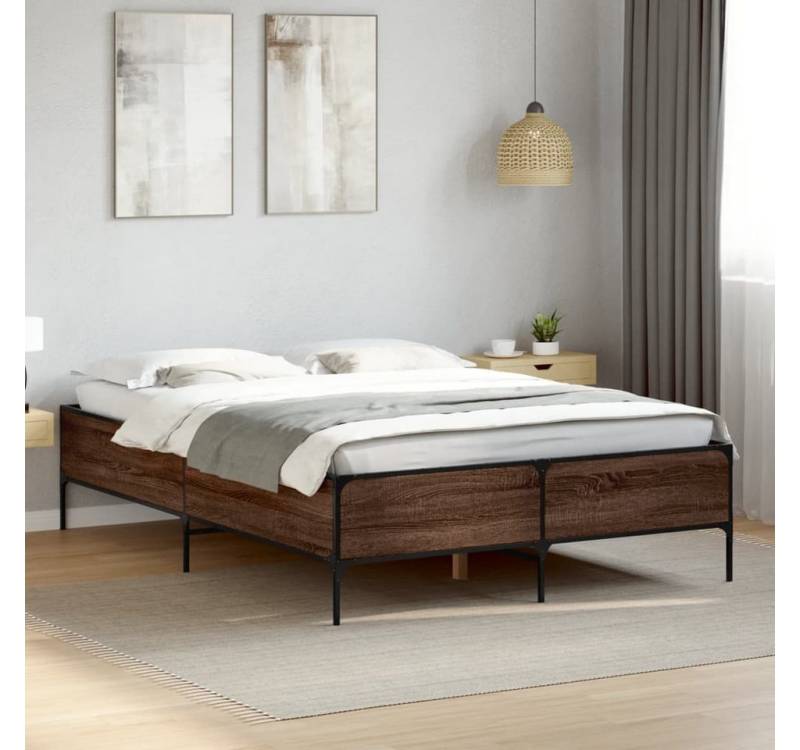furnicato Bettgestell Braun Eichen-Optik 120x190 cm Holzwerkstoff Metall furnicato Bettgestell Braun Eichen-Optik 120x190 cm Holzwerkstoff Metall von furnicato