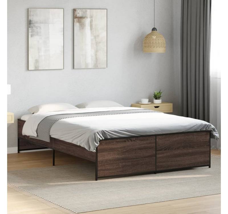 furnicato Bettgestell Braun Eichen-Optik 140x190 cm Holzwerkstoff Metall furnicato Bettgestell Braun Eichen-Optik 140x190 cm Holzwerkstoff Metall von furnicato