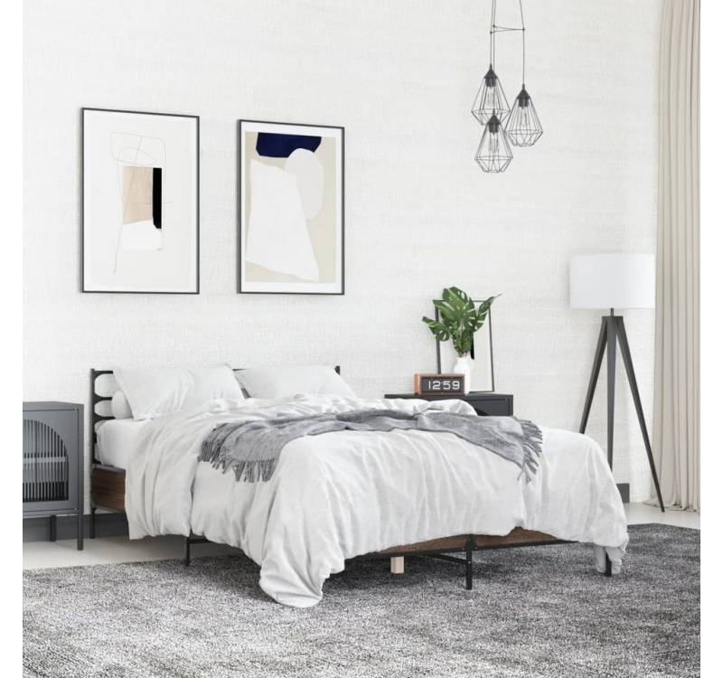 furnicato Bettgestell Braun Eichen-Optik 140x190 cm Holzwerkstoff Metall furnicato Bettgestell Braun Eichen-Optik 140x190 cm Holzwerkstoff Metall von furnicato