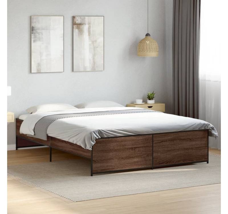 furnicato Bettgestell Braun Eichen-Optik 140x200 cm Holzwerkstoff Metall furnicato Bettgestell Braun Eichen-Optik 140x200 cm Holzwerkstoff Metall von furnicato