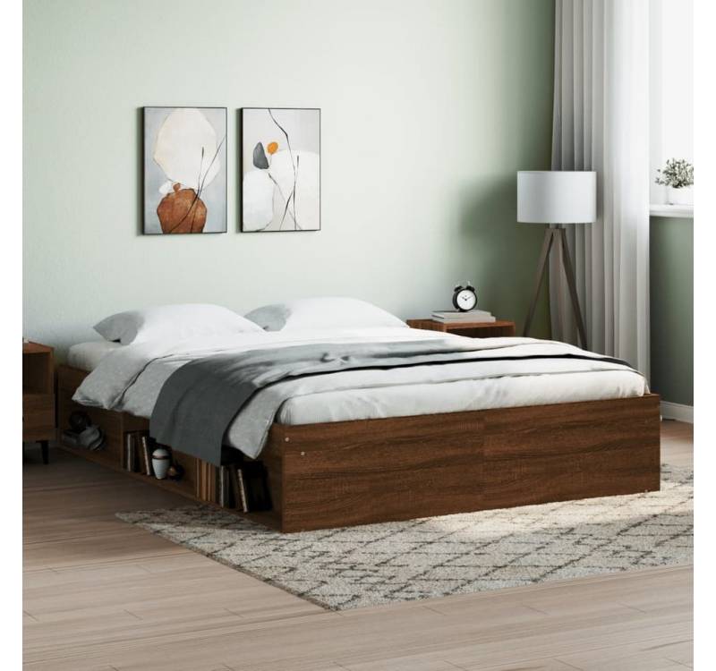 furnicato Bettgestell Braun Eichen-Optik 160x200 cm von furnicato