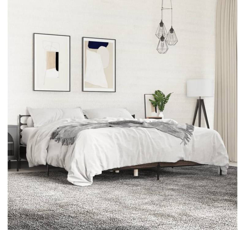 furnicato Bettgestell Braun Eichen-Optik 180x200 cm Holzwerkstoff Metall von furnicato
