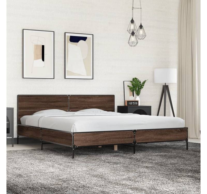 furnicato Bettgestell Braun Eichen-Optik 200x200 cm Holzwerkstoff Metall furnicato Bettgestell Braun Eichen-Optik 200x200 cm Holzwerkstoff Metall von furnicato