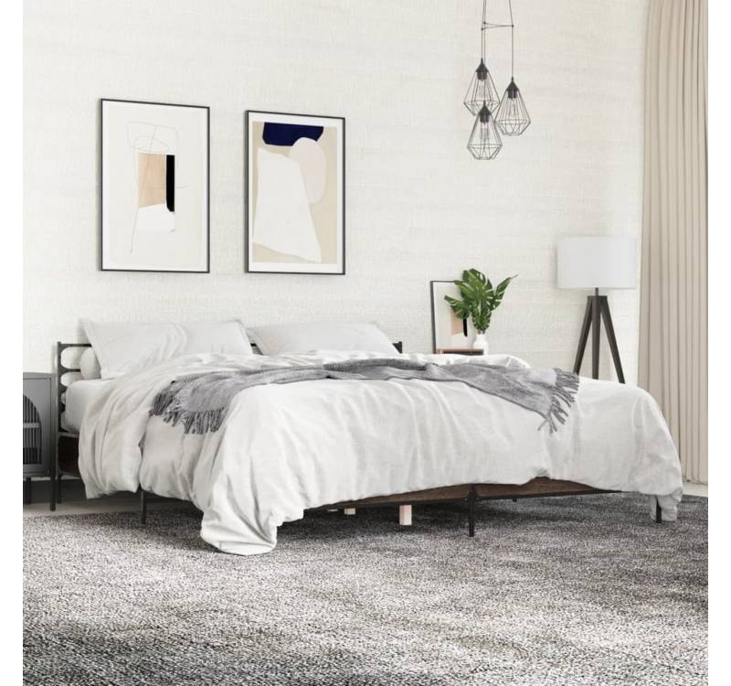 furnicato Bettgestell Braun Eichen-Optik 200x200 cm Holzwerkstoff Metall furnicato Bettgestell Braun Eichen-Optik 200x200 cm Holzwerkstoff Metall von furnicato