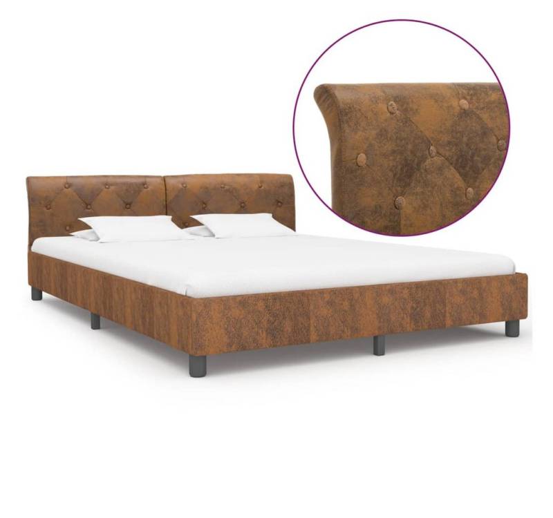 furnicato Bettgestell Braun Wildleder-Optik 180 x 200 cm von furnicato