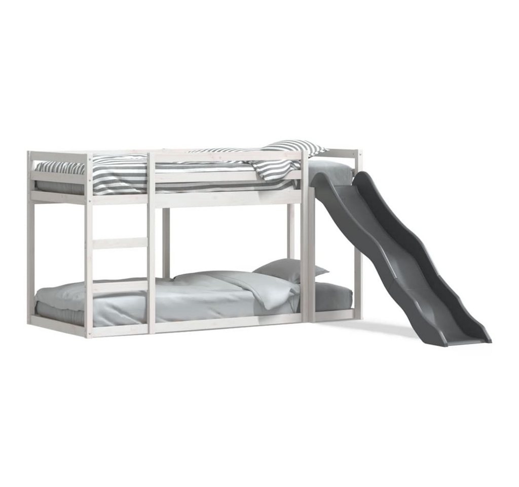 furnicato Bettgestell Etagenbett mit Rutsche & Leiter Weiß 90x200cm Massivholz Kiefer von furnicato