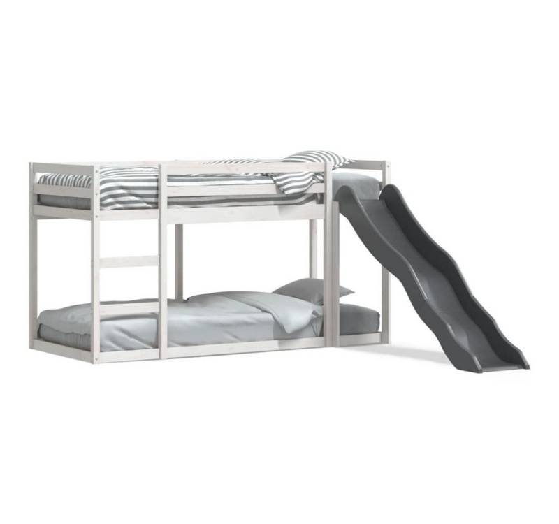 furnicato Bettgestell Etagenbett mit Rutsche & Leiter Weiß 90x200cm Massivholz Kiefer von furnicato