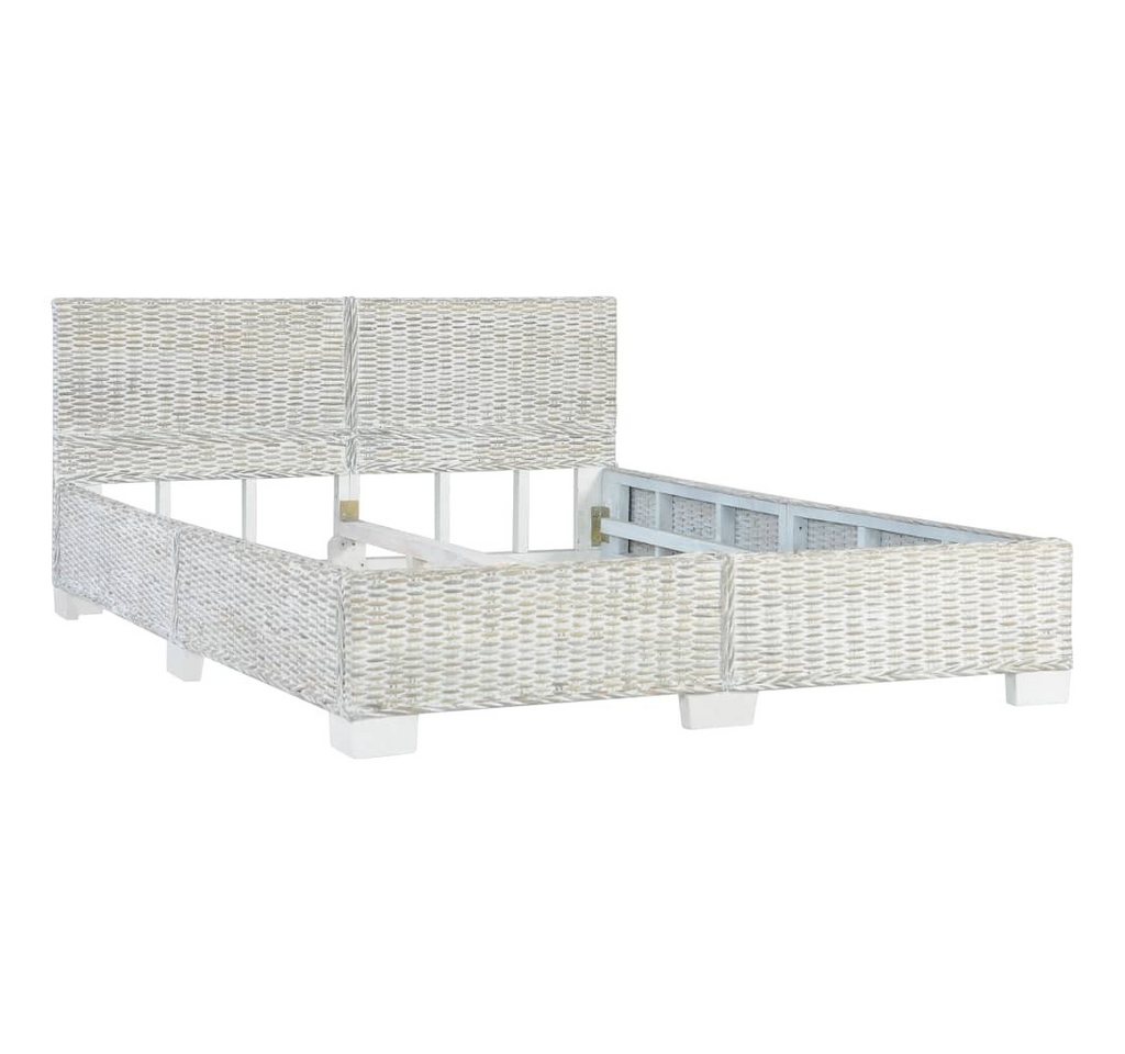 furnicato Bettgestell Grau Natur Rattan 140 x 200 cm von furnicato