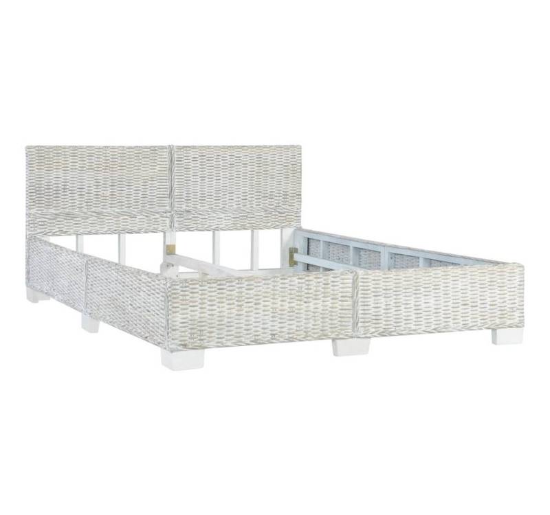 furnicato Bettgestell Grau Natur Rattan 140 x 200 cm von furnicato