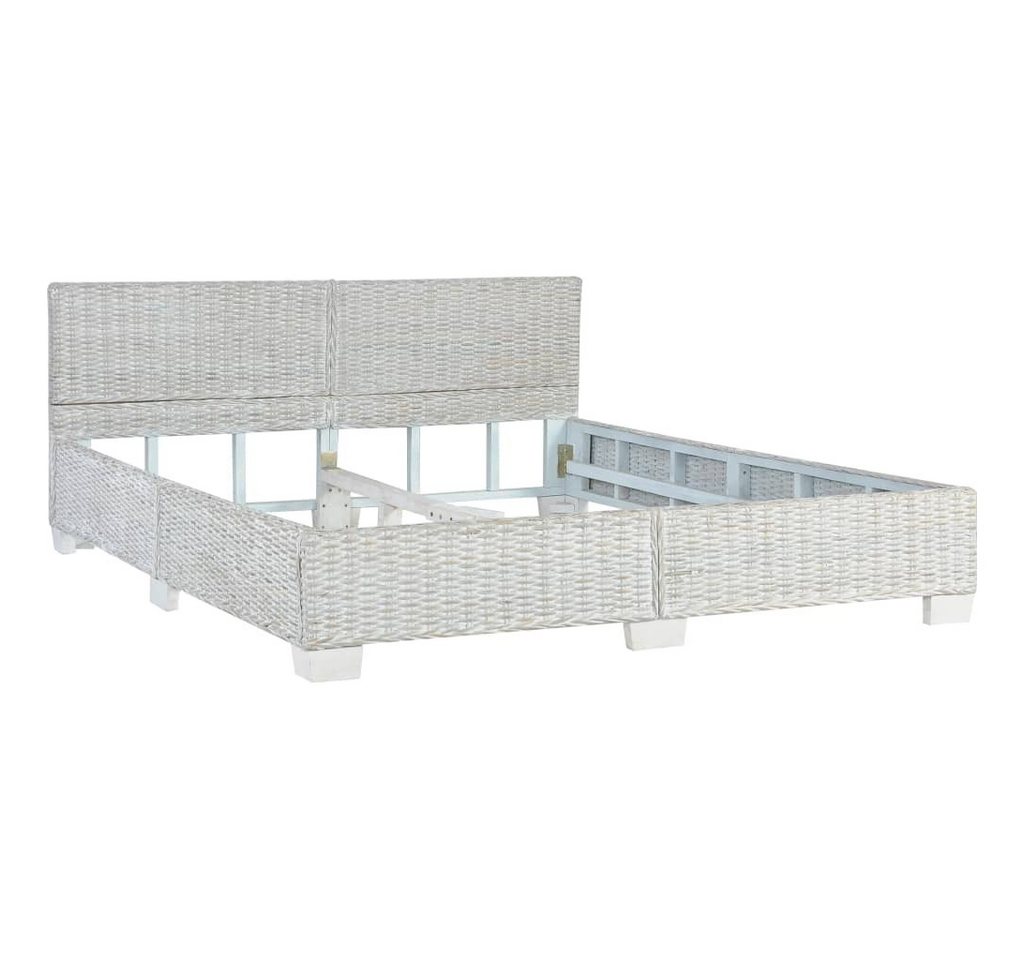 furnicato Bettgestell Grau Natur Rattan 160 x 200 cm von furnicato