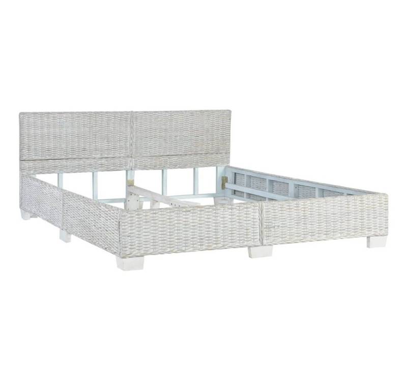 furnicato Bettgestell Grau Natur Rattan 160 x 200 cm von furnicato