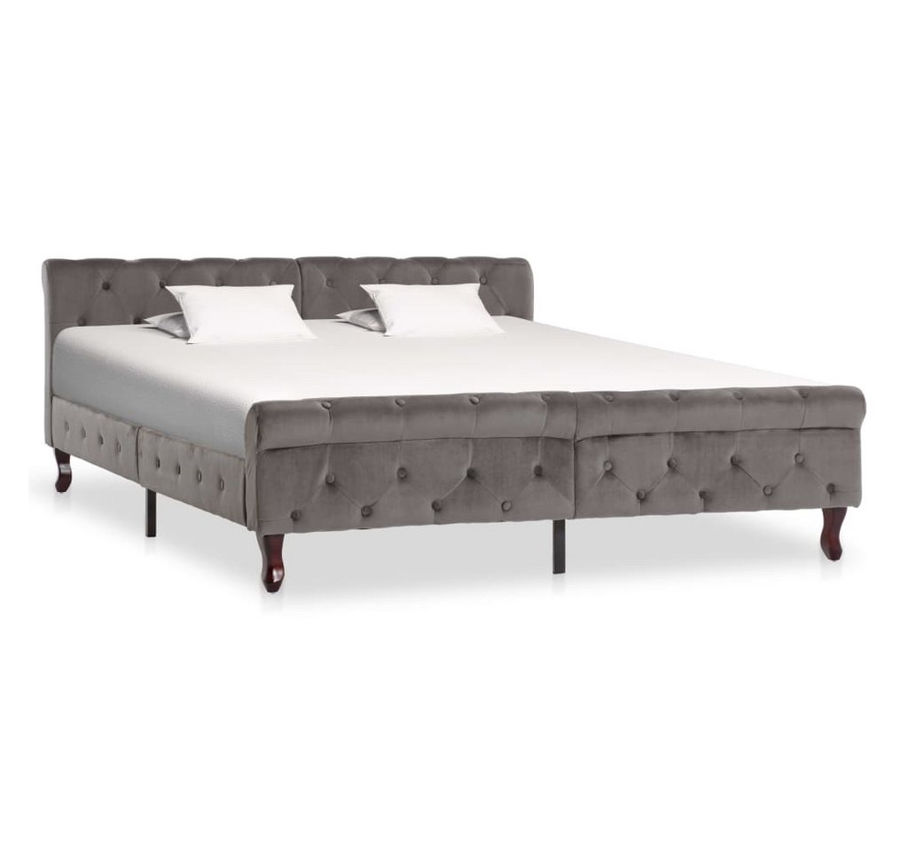 furnicato Bettgestell Grau Samt 160 x 200 cm von furnicato