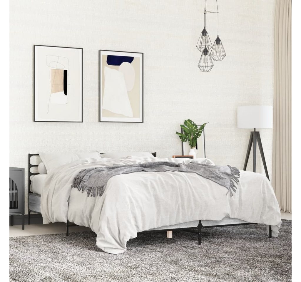 furnicato Bettgestell Grau Sonoma 120x200 cm Holzwerkstoff und Metall von furnicato