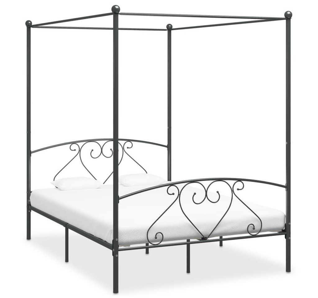 furnicato Bettgestell Himmelbett-Gestell Grau Metall 140 x 200 cm von furnicato
