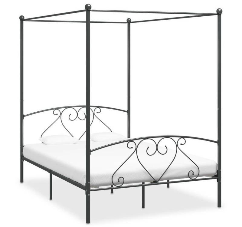 furnicato Bettgestell Himmelbett-Gestell Grau Metall 140 x 200 cm von furnicato