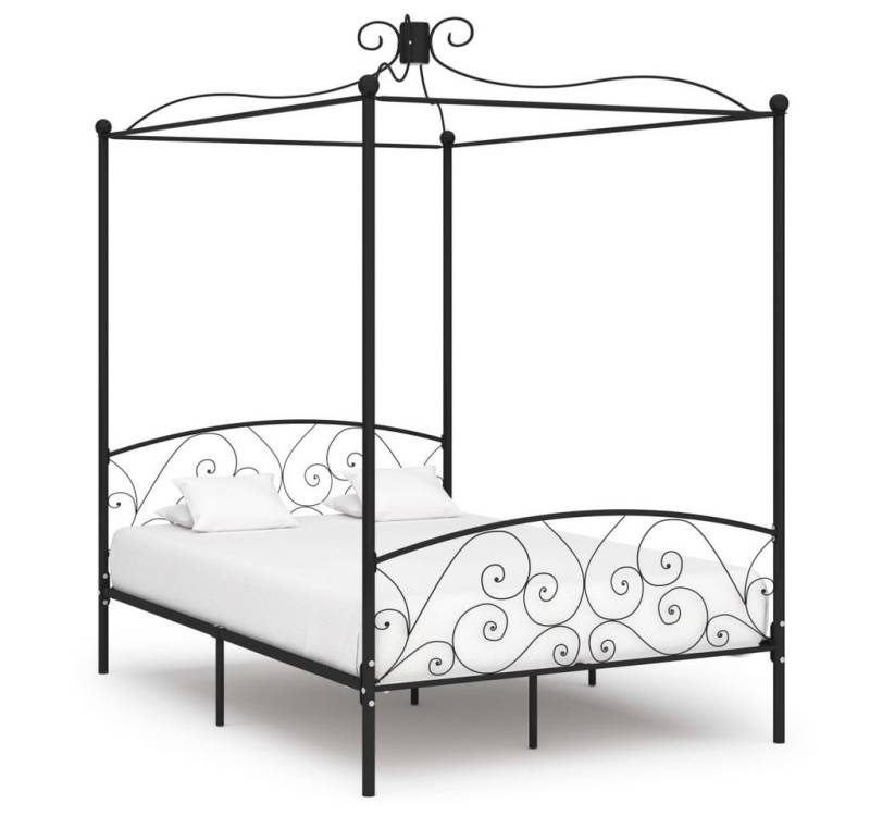 furnicato Bettgestell Himmelbett-Gestell Schwarz Metall 140 x 200 cm von furnicato
