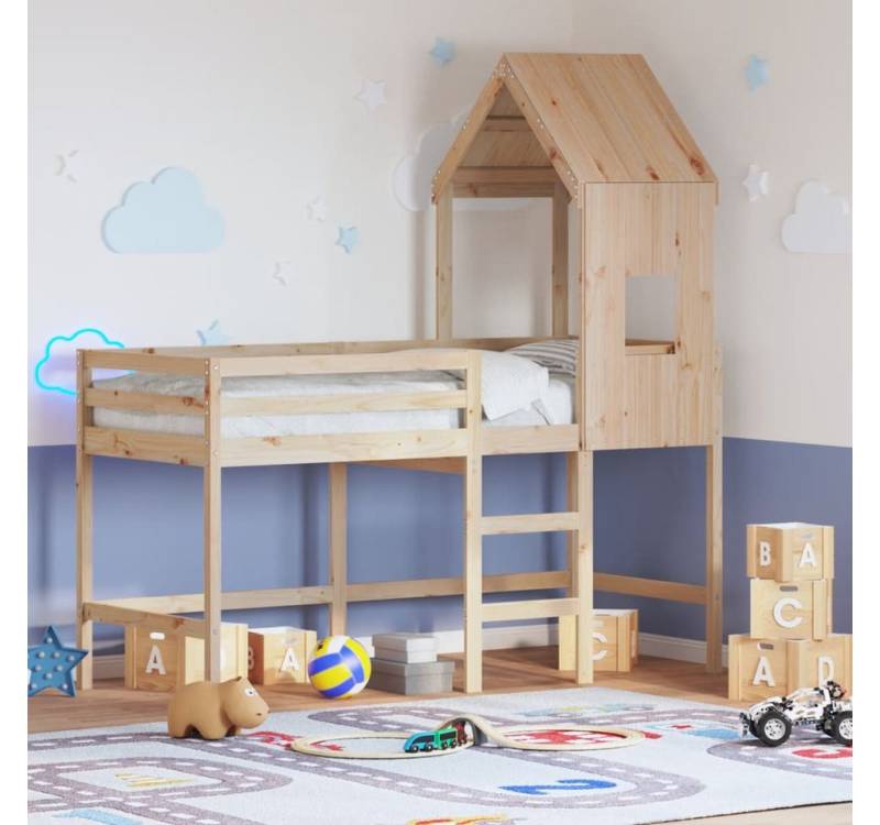furnicato Bettgestell Hochbett mit Leiter und Dach 90x200 cm Massivholz Kiefer furnicato Bettgestell Hochbett mit Leiter und Dach 90x200 cm Massivholz Kiefer von furnicato