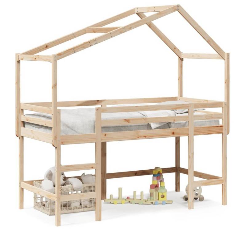 furnicato Bettgestell Hochbett mit Leiter und Dach 90x200 cm Massivholz Kiefer von furnicato