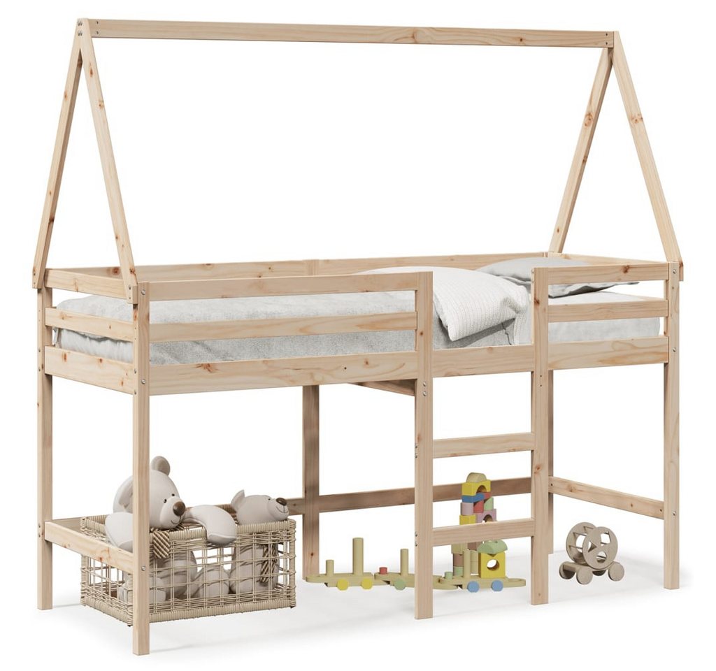 furnicato Bettgestell Hochbett mit Leiter und Dach 90x200 cm Massivholz Kiefer von furnicato
