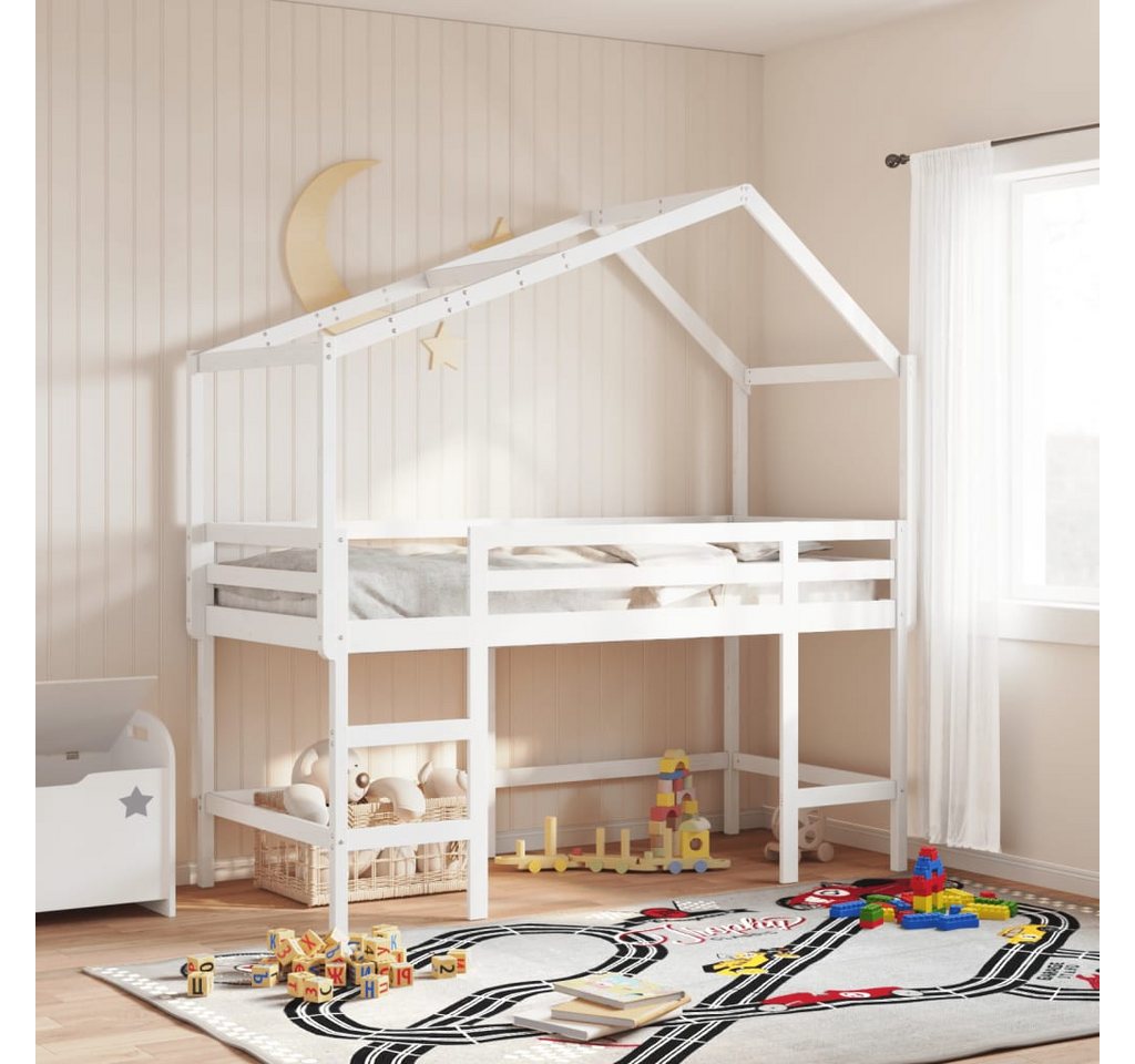 furnicato Bettgestell Hochbett mit Leiter und Dach Weiß 90x190 cm Massivholz Kiefer furnicato Bettgestell Hochbett mit Leiter und Dach Weiß 90x190 cm Massivholz Kiefer von furnicato