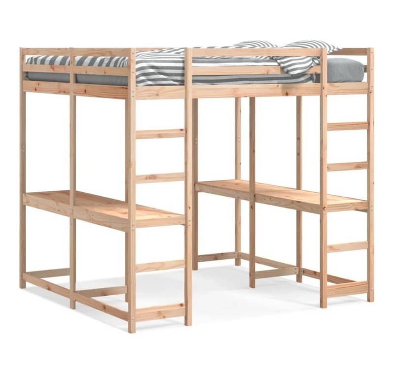 furnicato Bettgestell Hochbett mit Schreibtisch & Leiter 160x200 cm Massivholz Kiefer von furnicato