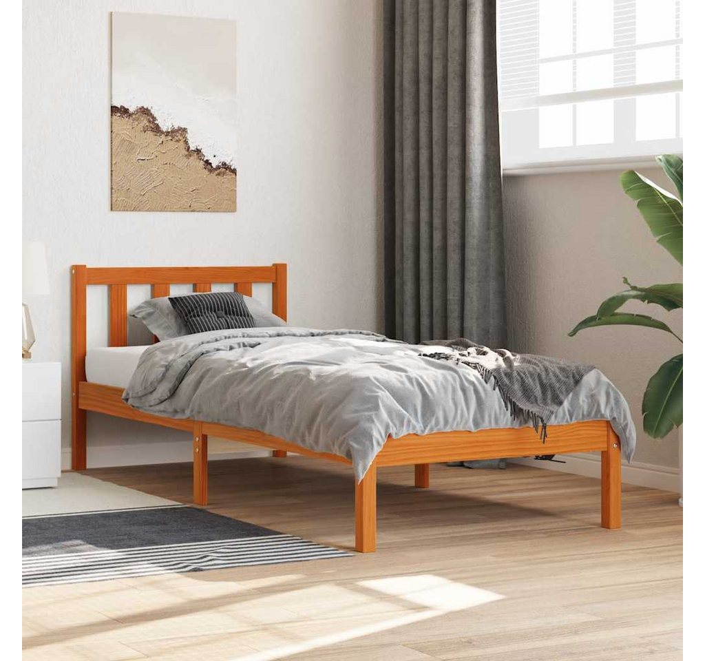 furnicato Bettgestell Massivholzbett ohne Matratze Wachsbraun 100x200 Kiefernholz von furnicato