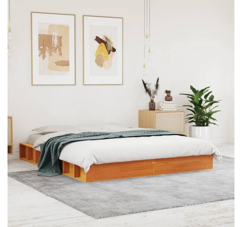 furnicato Bettgestell Massivholzbett ohne Matratze Wachsbraun 160x200 Kiefernholz von furnicato