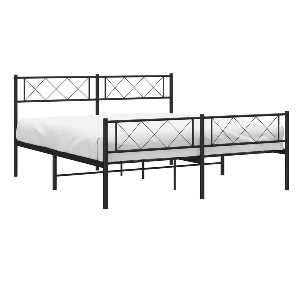 furnicato Bettgestell Metallbett ohne Matratze mit Fußteil Schwarz 160x200 cm von furnicato