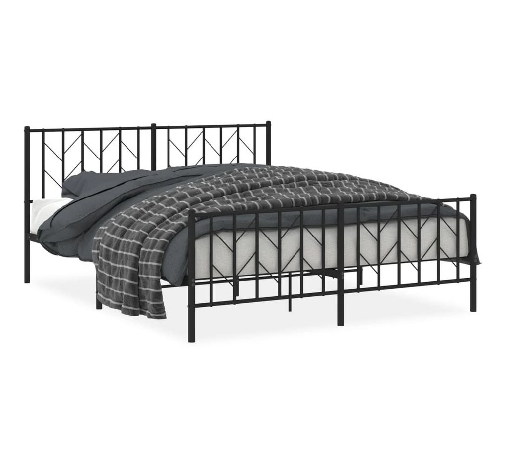 furnicato Bettgestell Metallbett ohne Matratze mit Fußteil Schwarz 160x200 cm von furnicato