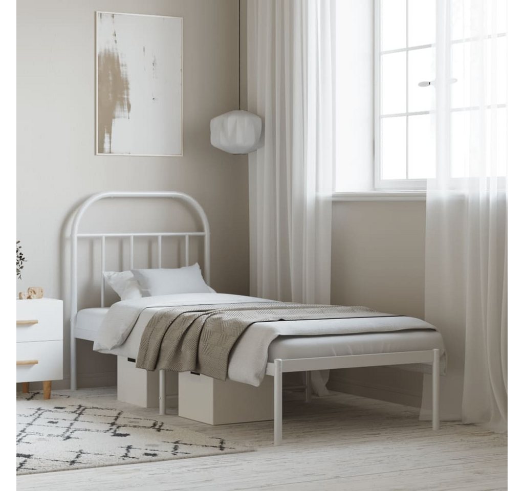 furnicato Bettgestell Metallbett ohne Matratze mit Kopfteil Weiß 75x190 cm furnicato Bettgestell Metallbett ohne Matratze mit Kopfteil Weiß 75x190 cm von furnicato