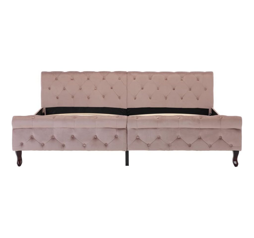 furnicato Bettgestell Rosa Samt 200 x 200 cm von furnicato