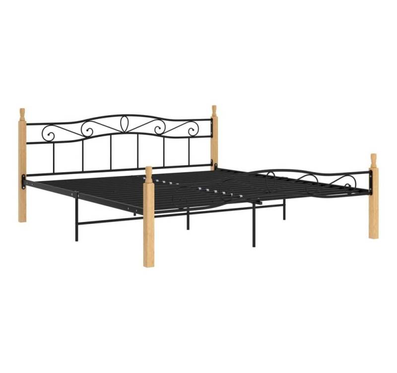 furnicato Bettgestell Schwarz Metall und Massivholz Eiche 200x200 cm furnicato Bettgestell Schwarz Metall und Massivholz Eiche 200x200 cm von furnicato