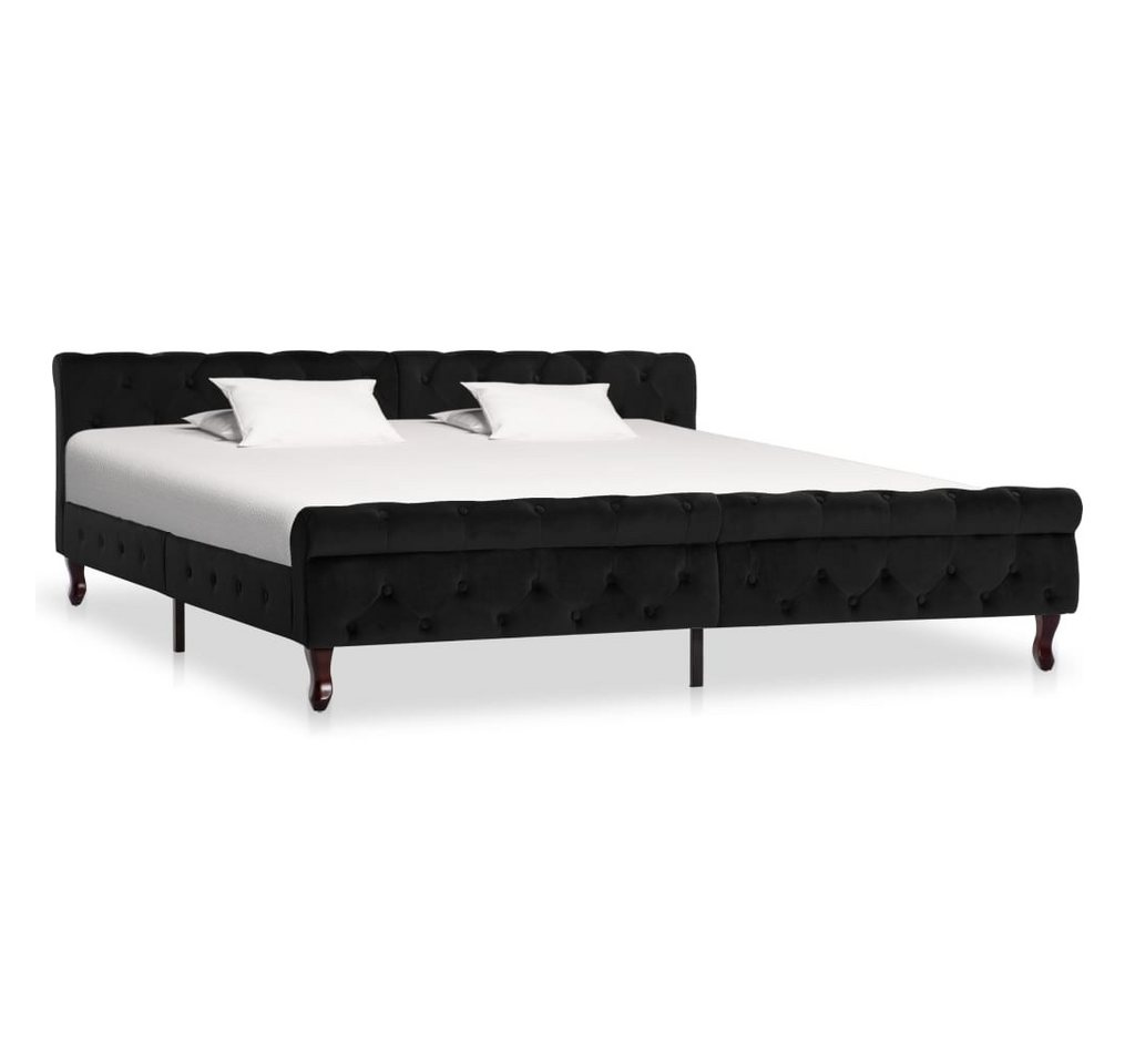 furnicato Bettgestell Schwarz Samt 200 x 200 cm von furnicato