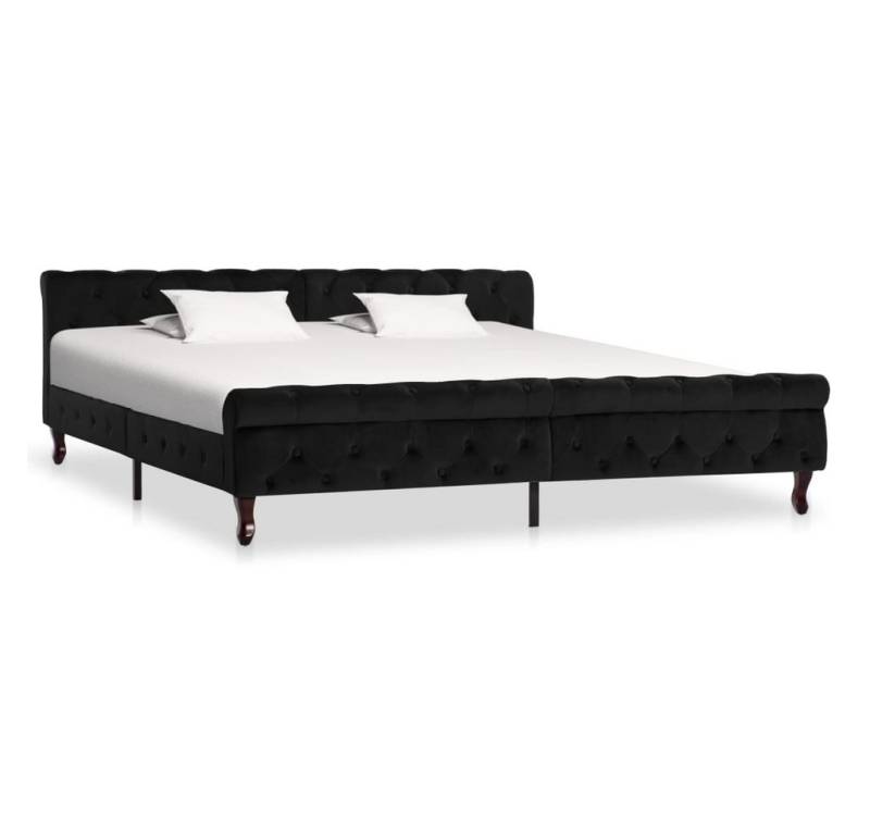 furnicato Bettgestell Schwarz Samt 200 x 200 cm von furnicato