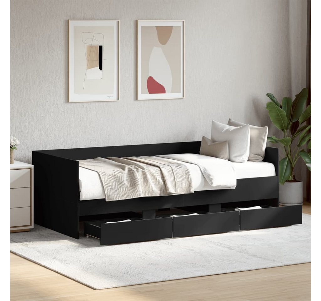 furnicato Bettgestell Tagesbett mit Schubladen ohne Matratze Schwarz 90x200 cm von furnicato