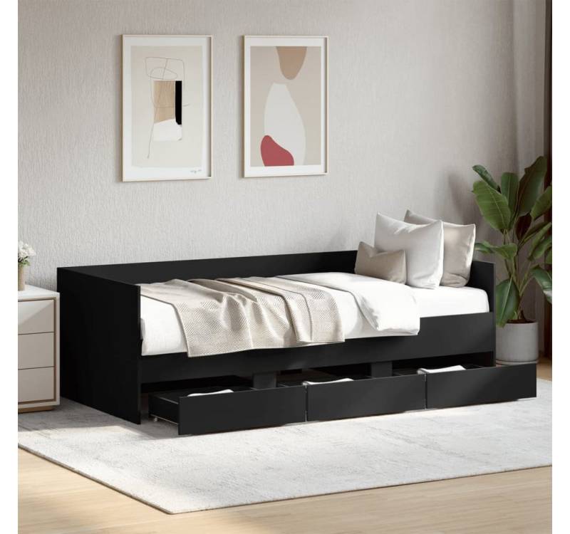furnicato Bettgestell Tagesbett mit Schubladen ohne Matratze Schwarz 90x200 cm von furnicato